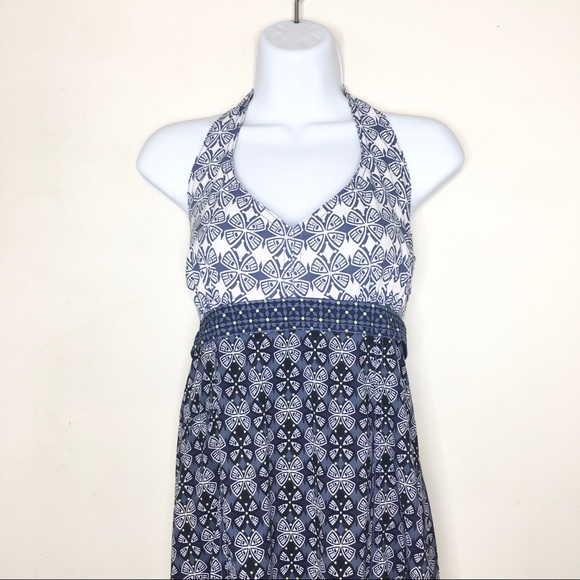 Athleta Pack Everywhere Geometric Halter Dress Blue - Picture 12 of 13